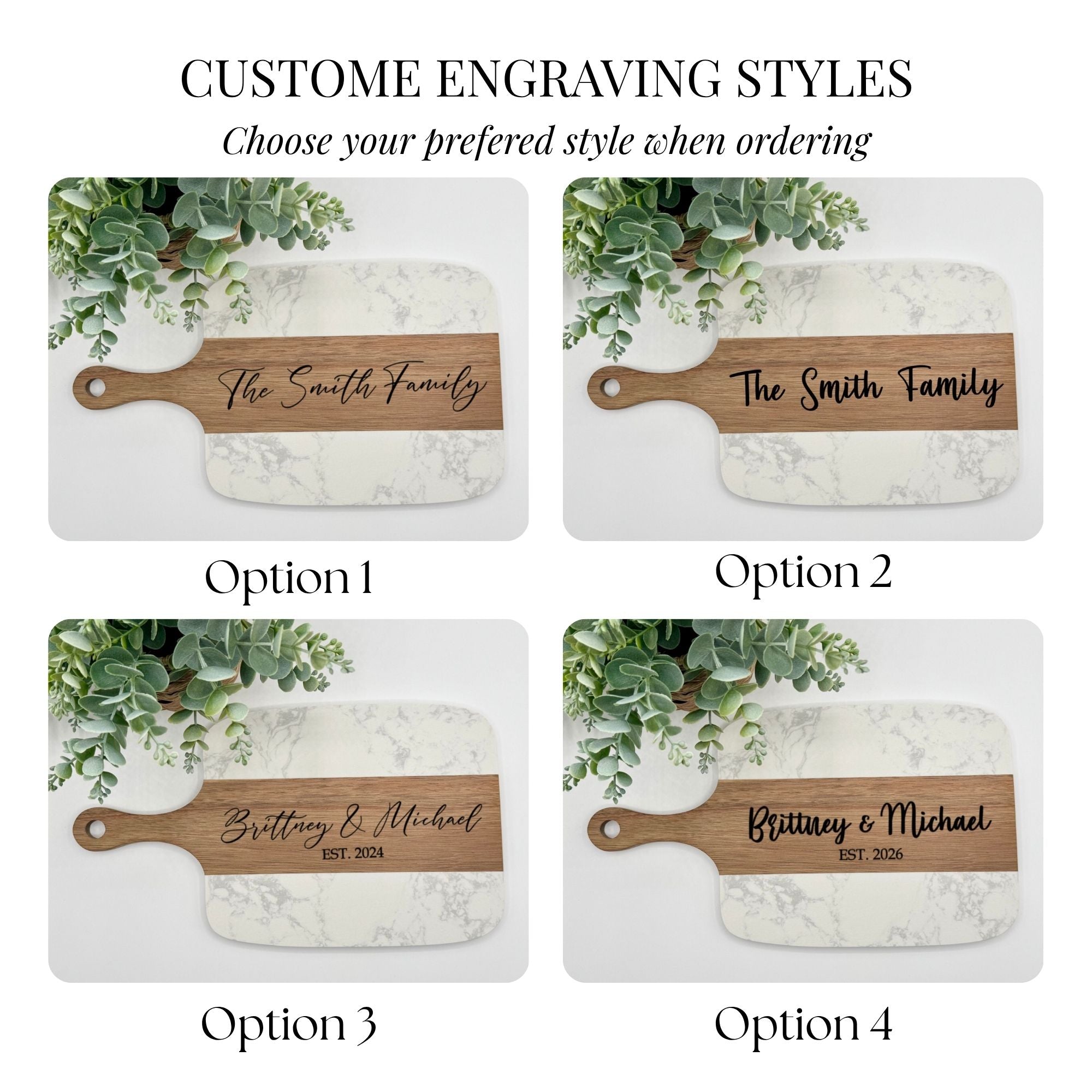 Custom Engravable Marble Serving Board Set - 5 Piece Set