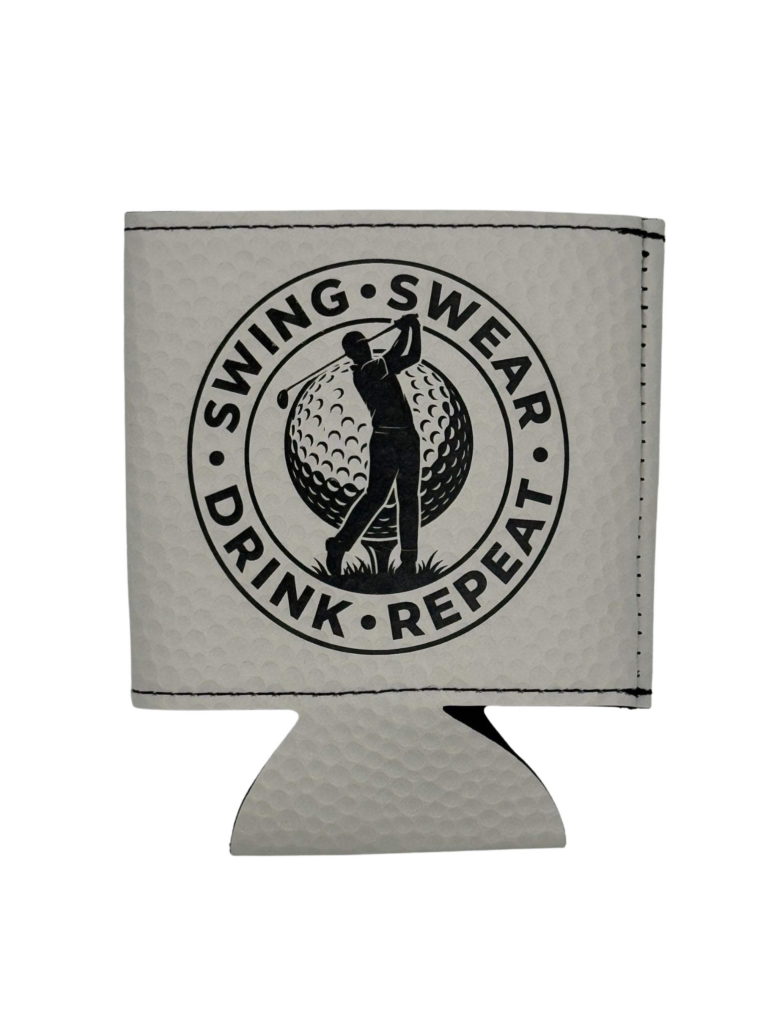 Swing, Swear, Drink, Repeat Engraved Leatherette Can Cooler