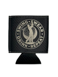 Swing, Swear, Drink, Repeat Engraved Leatherette Can Cooler