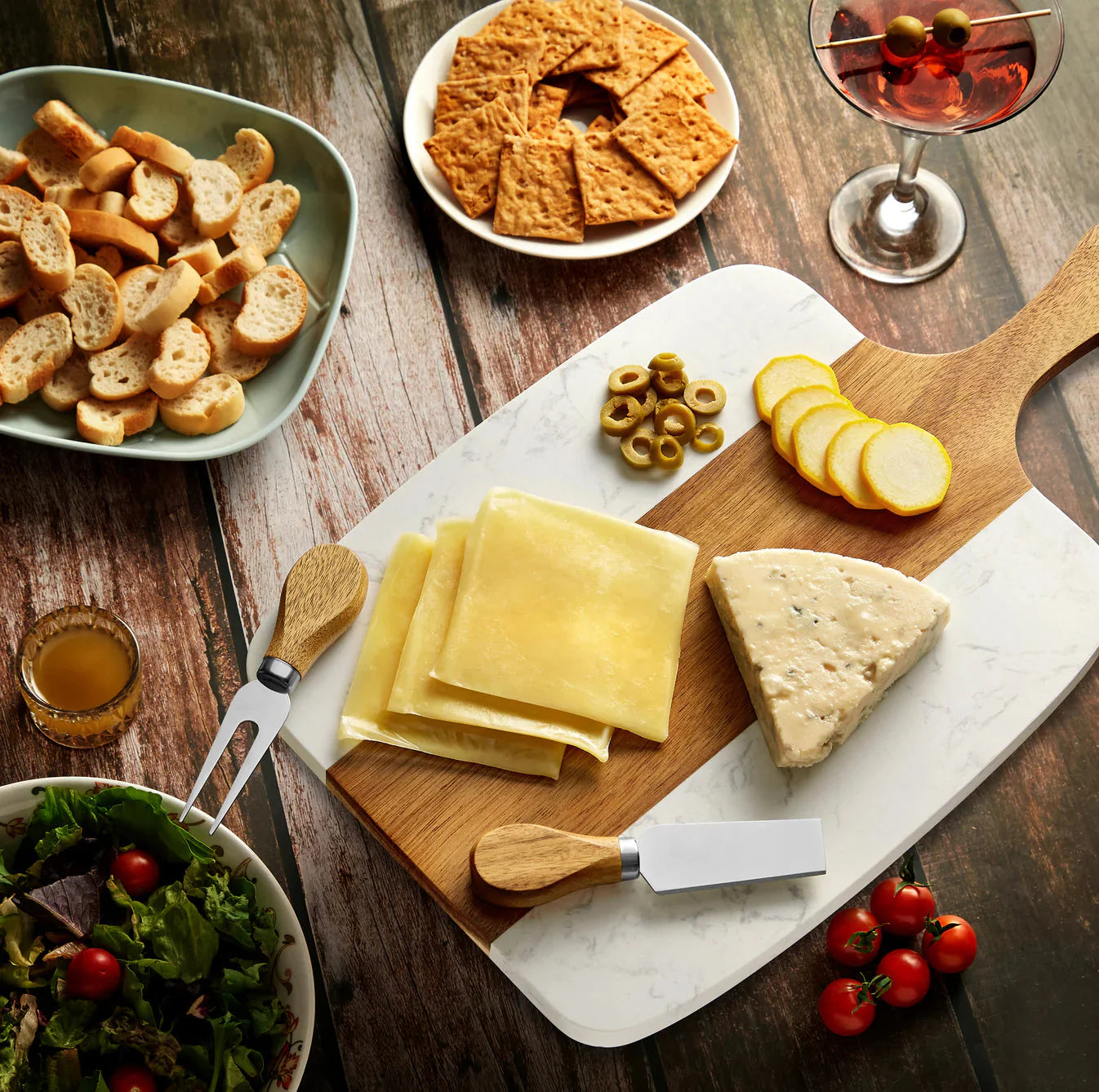 Custom Engravable Marble Serving Board Set - 5 Piece Set