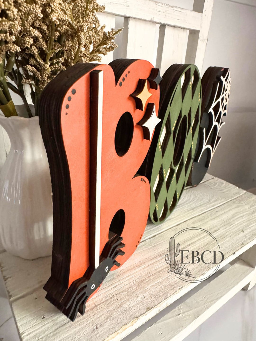 Vintage Halloween Boo word shelf sitter.