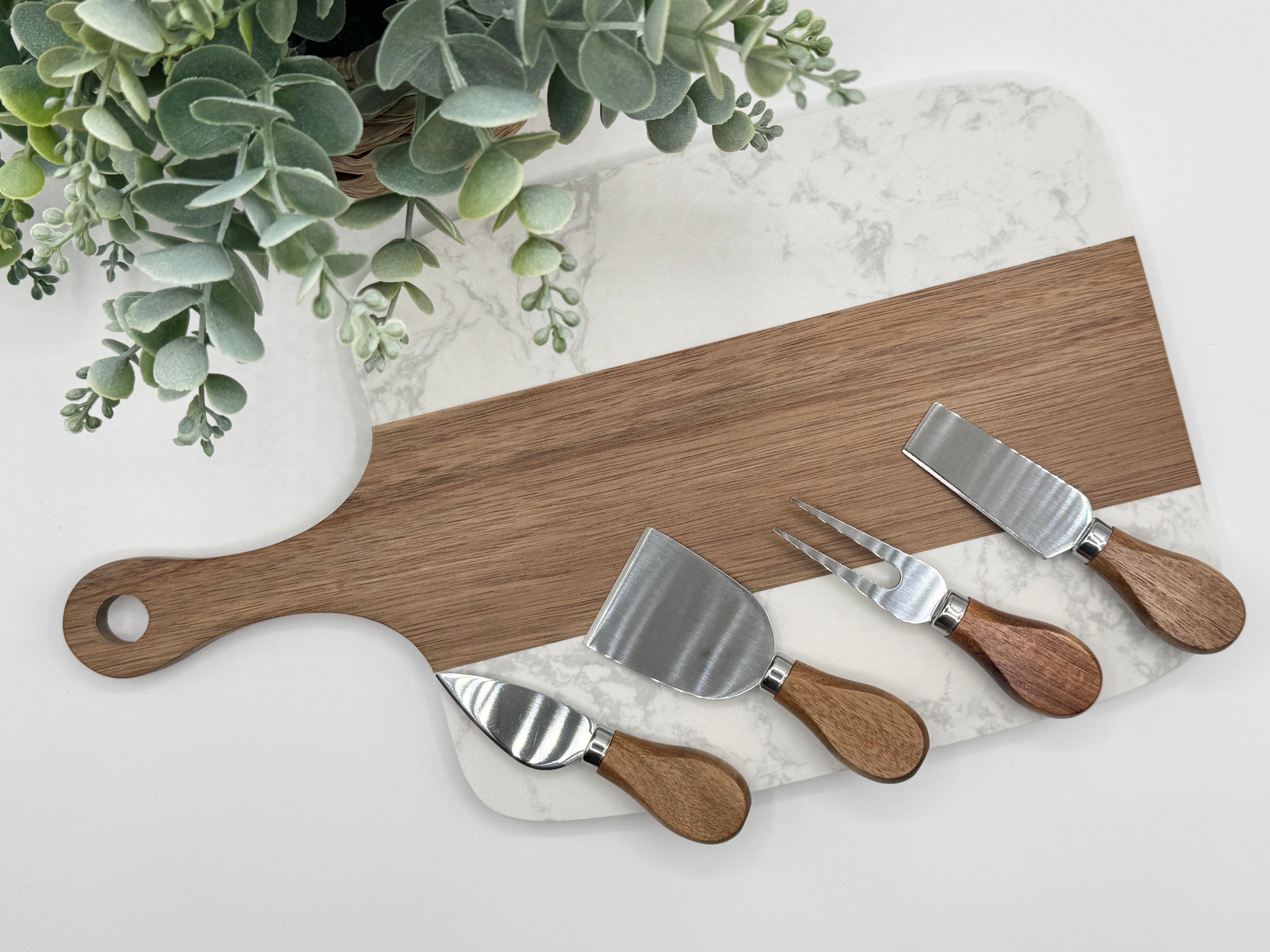 Custom Engravable Marble Serving Board Set - 5 Piece Set