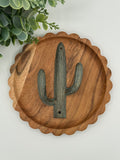Distressed Green Cactus Metal Wall Hook